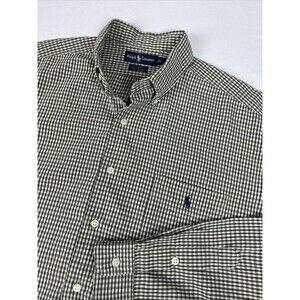Ralph Lauren EUC Button Down Men's L Green Gingham McNeel Cotton LS Shirt